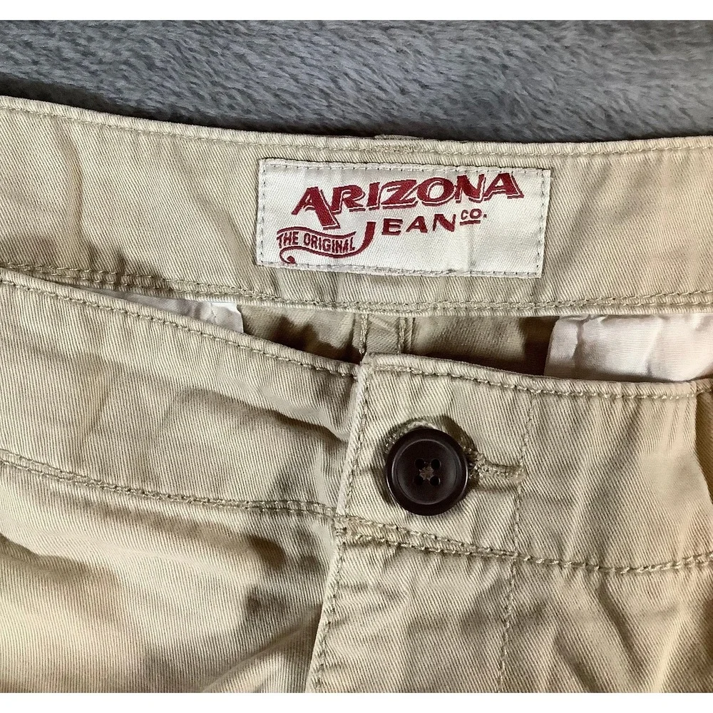 Arizona Jean Co Men's Khaki Cargo Shorts Size 36 Tan Cotton 10